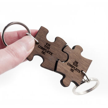 Personalised Couples Complete Me Jigsaw Two Keyrings, 4 of 6