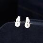 Cute Snowman Stud Earrings In Sterling Silver, thumbnail 1 of 11