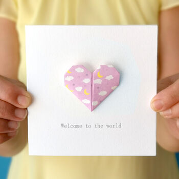 Personalised New Baby Origami Heart Card, 3 of 4