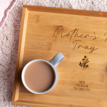 Personalised Engraved Mother's Bamboo Tea Break Tray, 3 of 4