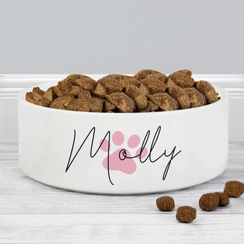 Personalised Pink Paw Print Pet Bowl, 3 of 4