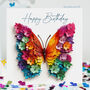 Birthday Butterfly Card With Flowery Wing, Not 3D, thumbnail 1 of 12