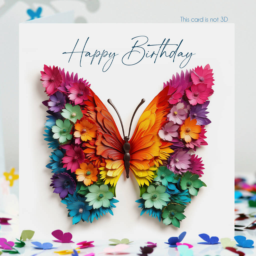 2pcs Butterfly Flower Happy Birthday Card, 2 Styles 3D Pop Up Birthday Gift Box With Envelop For Women Wife Mom Daughter Sister Anniversary Personalized Gift (Purple