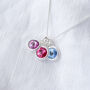 Three Birthstones Necklace In Sterling Silver, thumbnail 2 of 8