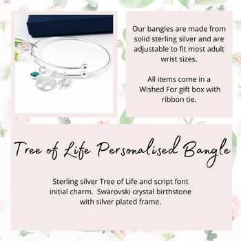 Sterling Silver Personalised Tree Of Life Bangle, 3 of 5
