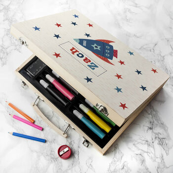 Personalised Kid’s Space Rocket Colouring Set, 3 of 5
