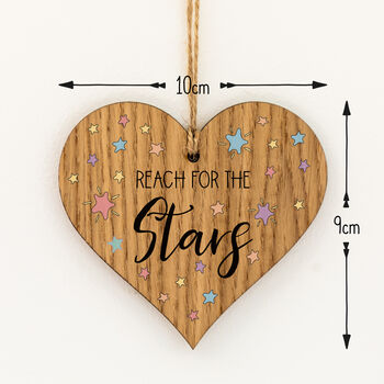 Reach For The Stars Token Gift Hanging Wood Heart, 3 of 3
