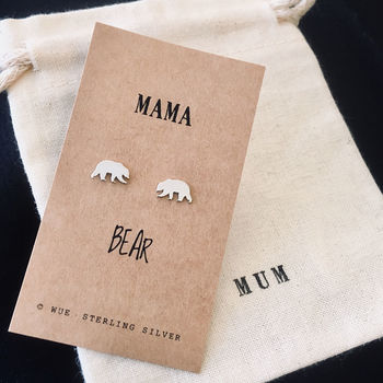 Silver Bear Earrings. Mama Bear, 2 of 3