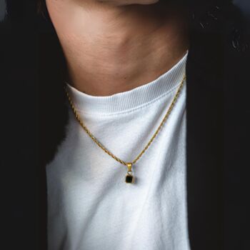Mini Black Onyx Pendant Necklace For Men, 4 of 12