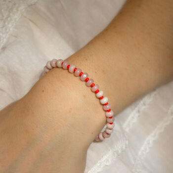 Gemstone Rose Quartz Heart Gingham Bracelet, 2 of 6