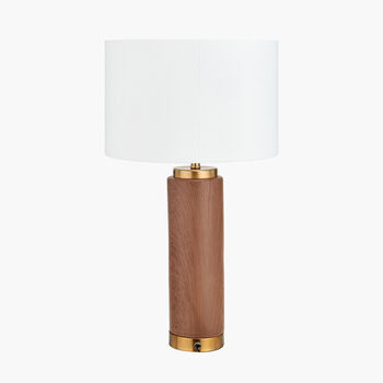 Wood Effect Ceramic Tall Table Lamp, 5 of 10