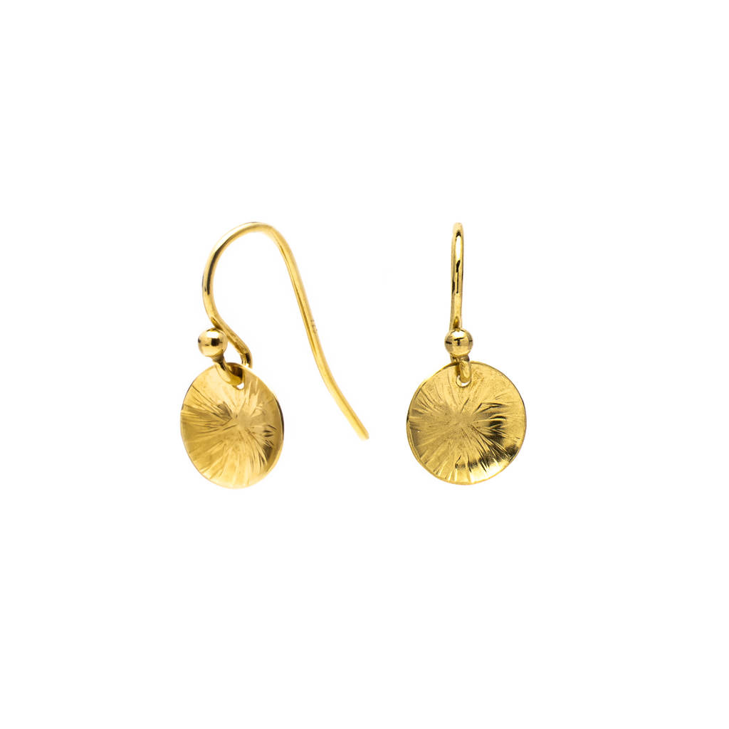 Gold Vermeil Hammered Disc Drop Earrings By Marion Made Jewellery ...