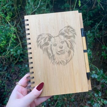 Personalised Papillon Dog Engraved Notebook, 2 of 2