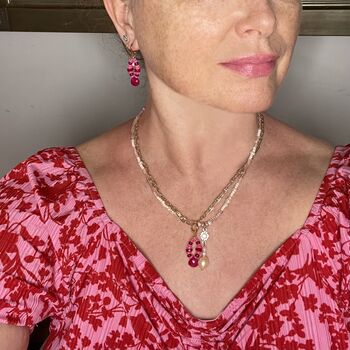 La Vie En Rose Opal, Chalcedony And Ruby Earrings, 7 of 8