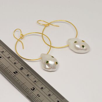 Baroque Pearl Gold Hoop Earrings, 5 of 7