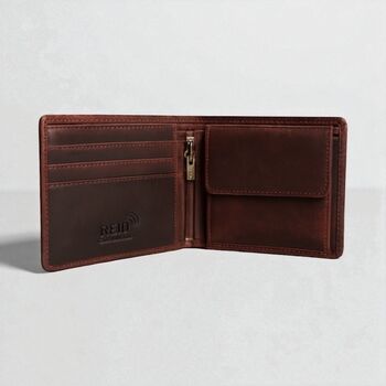 Personalised Men's Brown Leather Rfid Trifold Wallet, 2 of 5