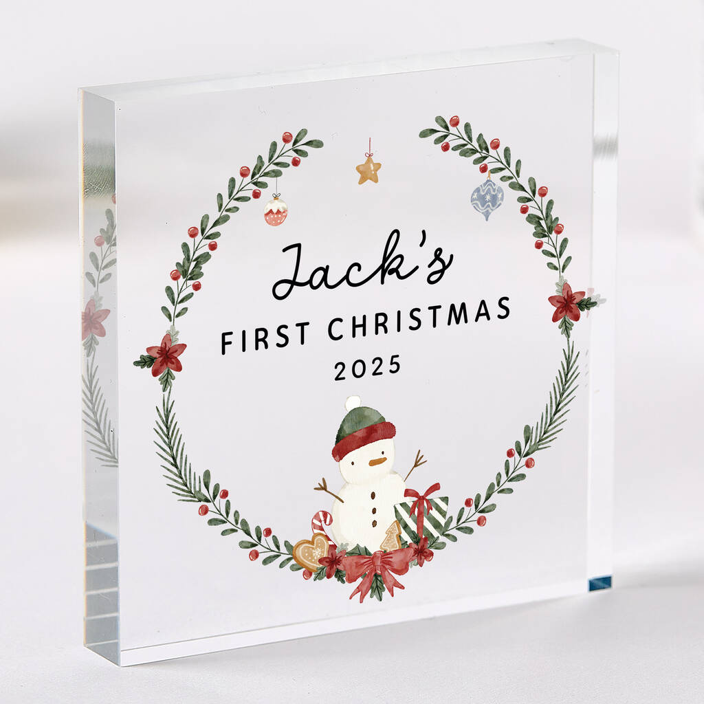 Baby’s First Christmas Acrylic Block Gift For Newborn, 1 of 4