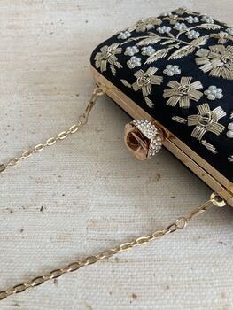Black Handcrafted Raw Silk Clutch Bag, 9 of 10