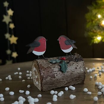 Robin Yule Log Christmas Decoration, 2 of 2