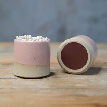 Match Striker Pot With Matches In Pale Pink, 4 of 6