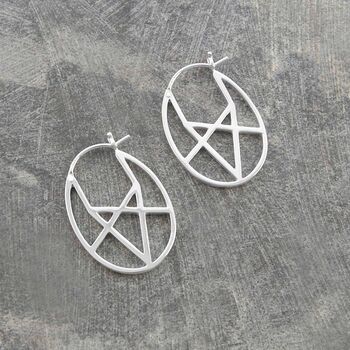 Geometric Round Gold Plated Silver Hoop Earrings, 3 of 8