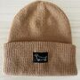 Deep Cuff Tan Beanie With Embroidered Dachshund, thumbnail 1 of 4