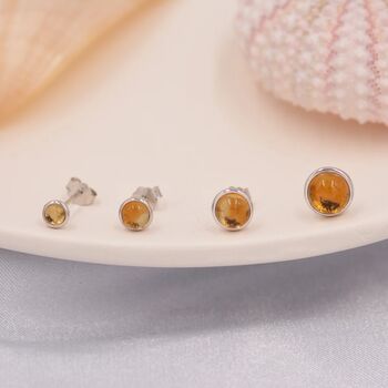 Natural Citrine Crystal Stud Earrings Sterling Silver, 5 of 11