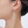 Sterling Silver Natural Freshwater Pearl Cluster Drop Dangle Earrings, thumbnail 4 of 11