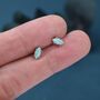 Extra Tiny Green Opal Marquise Stud Earrings, thumbnail 9 of 12