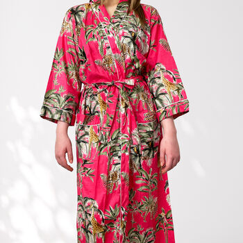 Giraffe Print Cotton Dressing Gown Kimono, 5 of 10