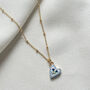 Blue Flower Heart Pendant 18k Gold Necklace, thumbnail 1 of 2
