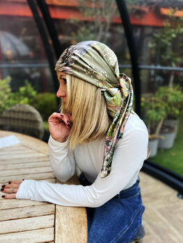 Limited Edition Spirit Of Kyoto Japanese Crane Birds And Leaves 100% Silk Scarf, 3 of 9