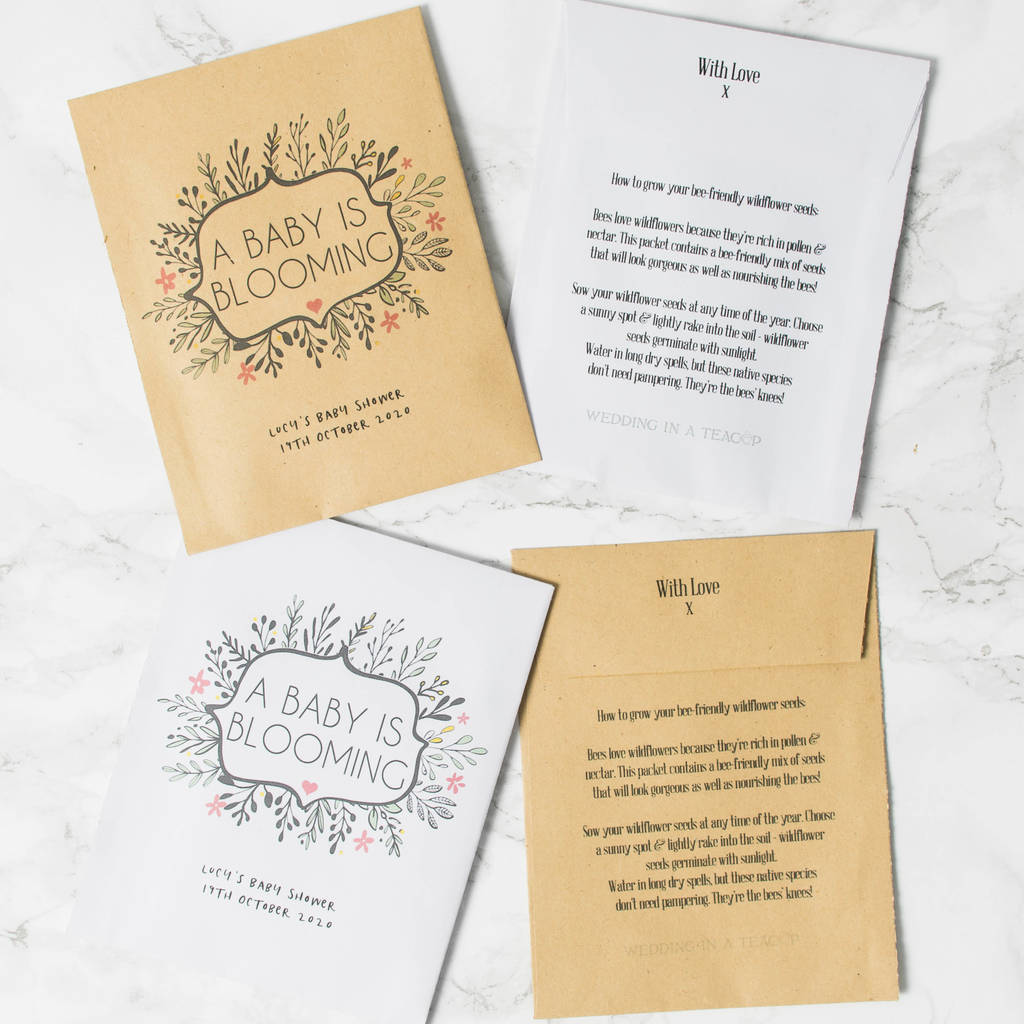 PERSONALISED BLOOMING MARVELLOUS BABY SHOWER SEED PACKET ENVELOPES
