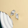 Irregular Shaped Matt Silver Stud Earrings, thumbnail 2 of 3