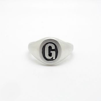 Personalised Initial Oval Silver Signet Ring, 3 of 3