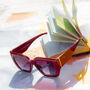 Red Chunky Angled Square Sunglasses, thumbnail 1 of 2