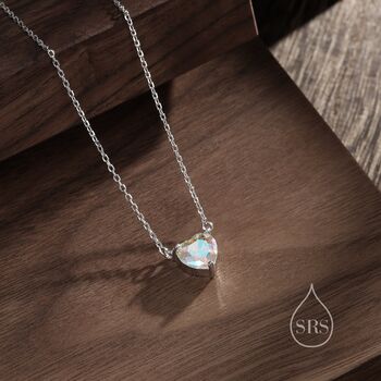 Aurora Ab Cz Heart Pendant Necklace, 7 of 12