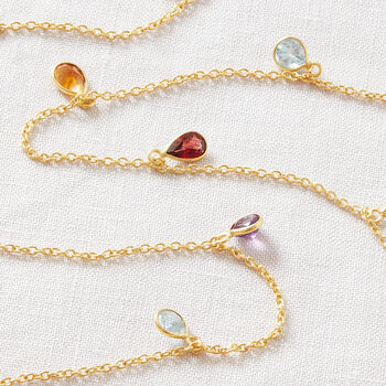 Multi Gemstone Gold Plated Silver Chain Long Necklace, 9 of 12