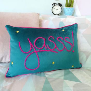 Yasss! Colourful Embroidered Cushion, 5 of 6