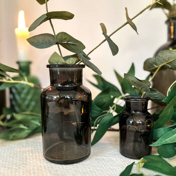 Dark Grey Glass Apothecary Bottles Set Of Five, 10 of 11