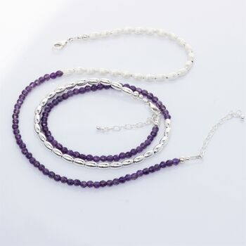 Amethyst And Sterling Silver Beaded Necklace Or Double Stranded Bracelet, 6 of 10