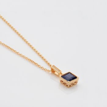 Sapphire 18k Gold Plated Square Necklace, 2 of 4