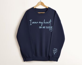 Personalised I Wear My Heart On My Sleeve Unisex Sweatshirt With Names On Sleeve, 5 of 12