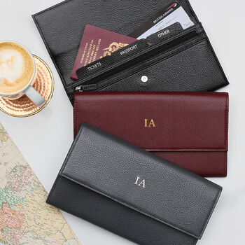 Personalised Luxury Leather Travel Document Wallet By Hurleyburley