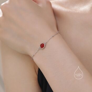 Sterling Silver Genuine Red Onyx Bracelet, 4 of 12