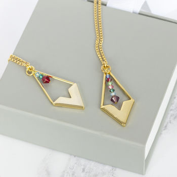 Gold Plated Family Birthstone Pendulum Necklace, 8 of 12