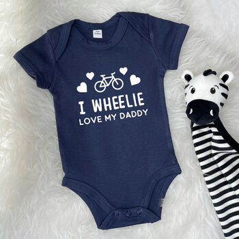 I Wheelie Love My Daddy Cycling Babygrow, 2 of 8