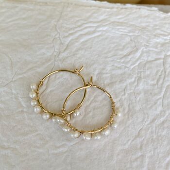 Mini Pearl Wrapped Hoop Earrings, 6 of 8