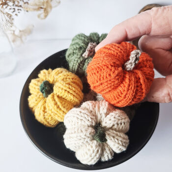 Knitted Pumpkin Decorations Set Of Six, 2 of 5