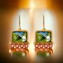 Green Gemstone Drop Earring Gold Peridot, thumbnail 2 of 3